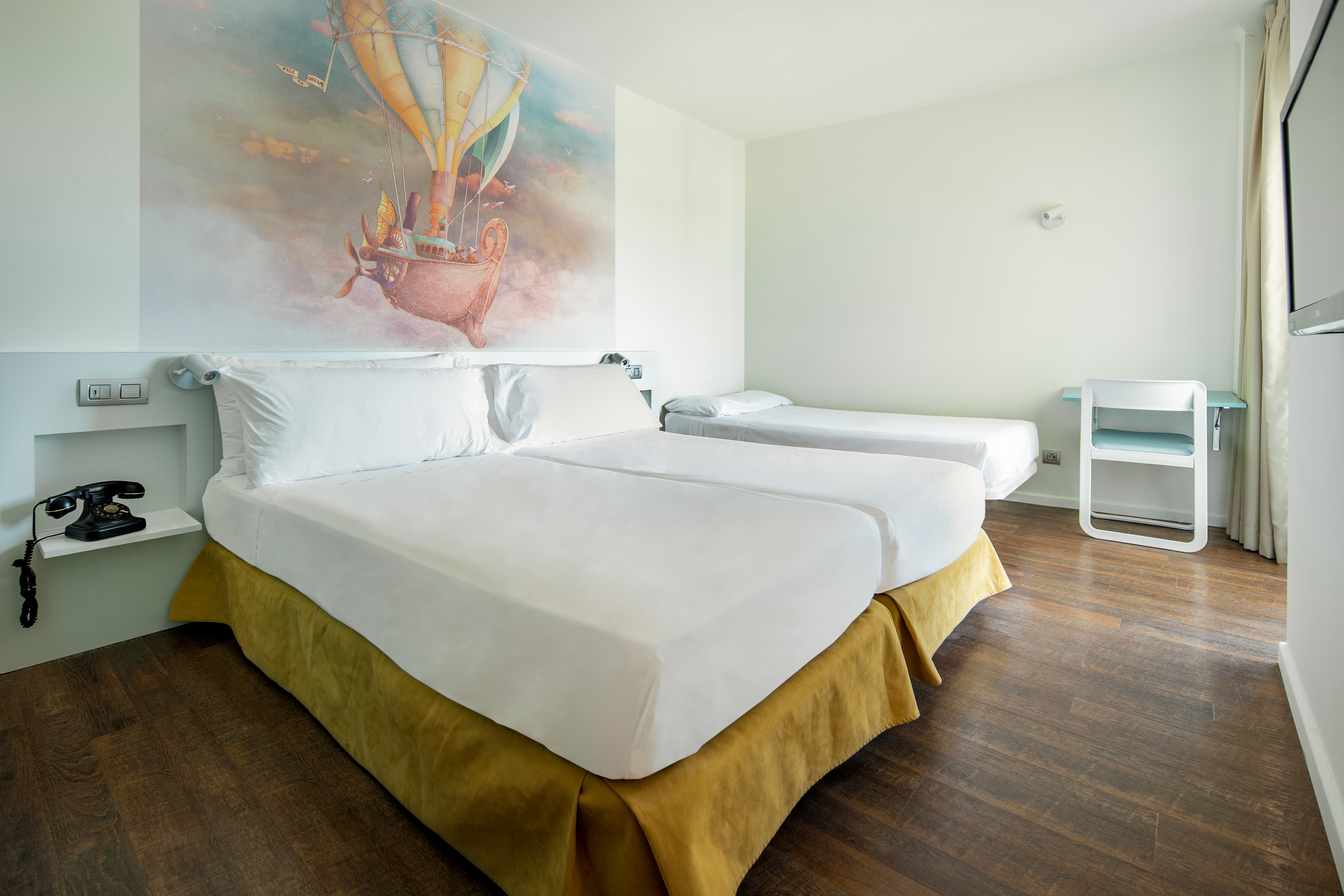 a room with two beds