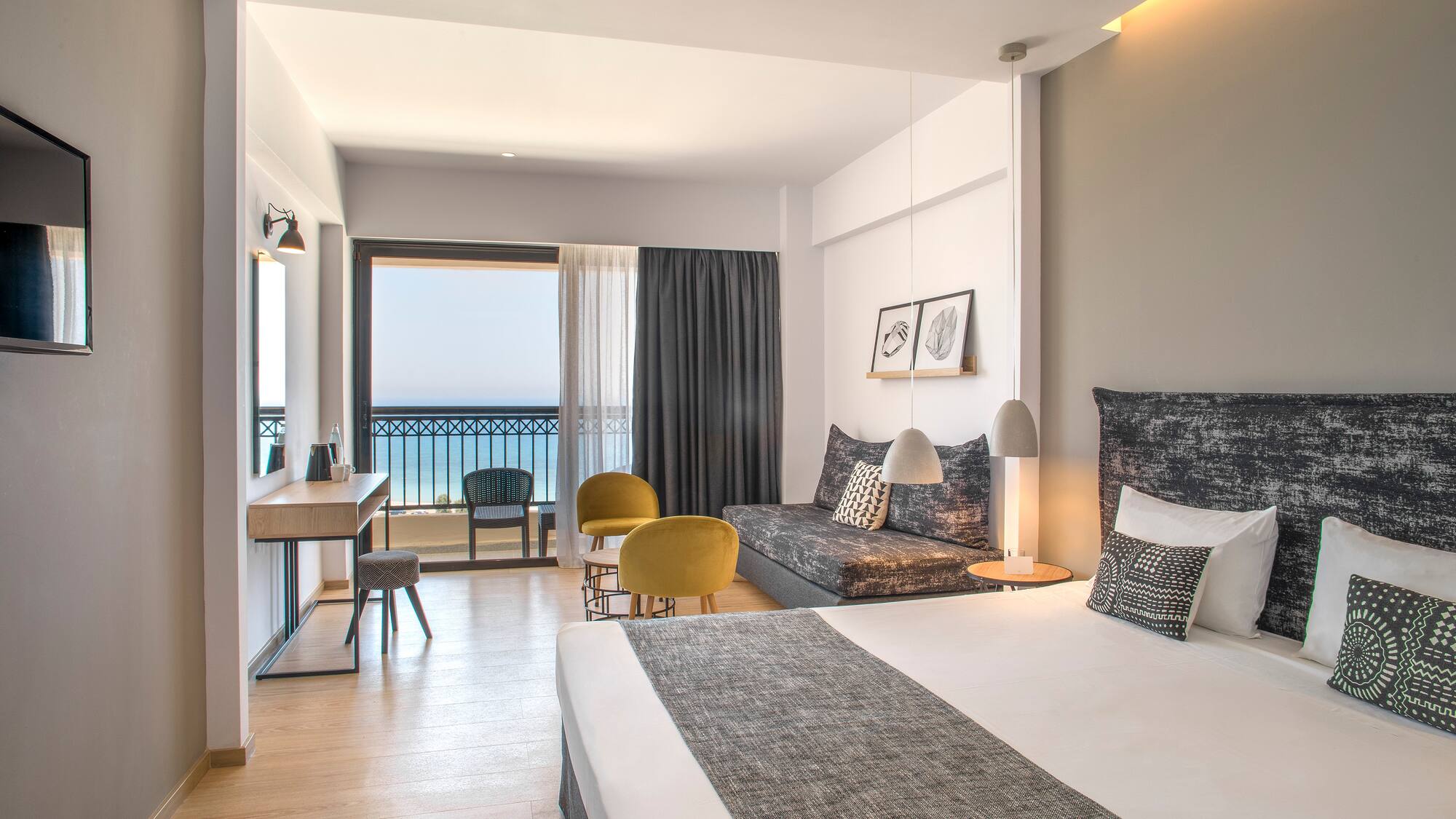 a room with a bed and a couch