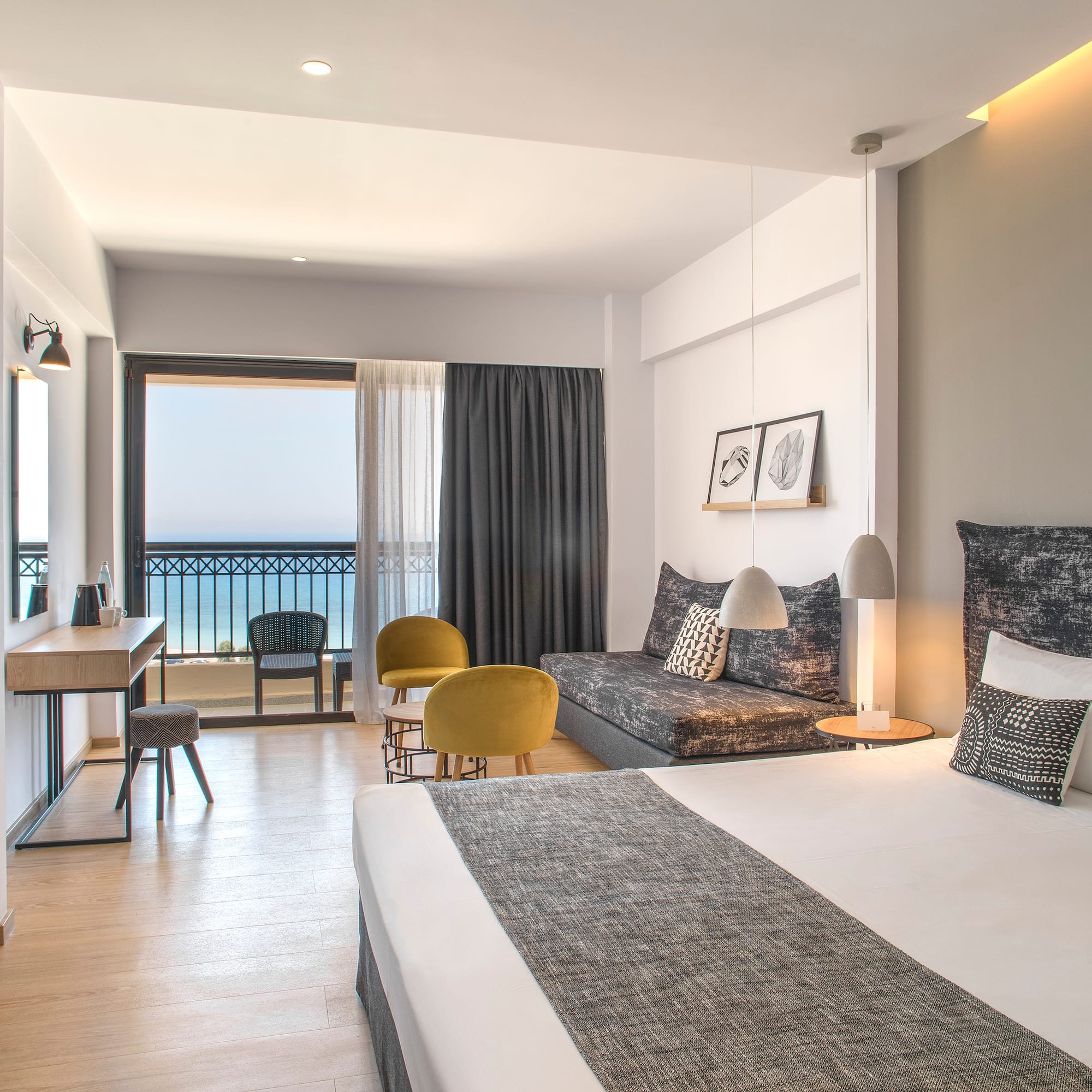 a room with a bed and a couch