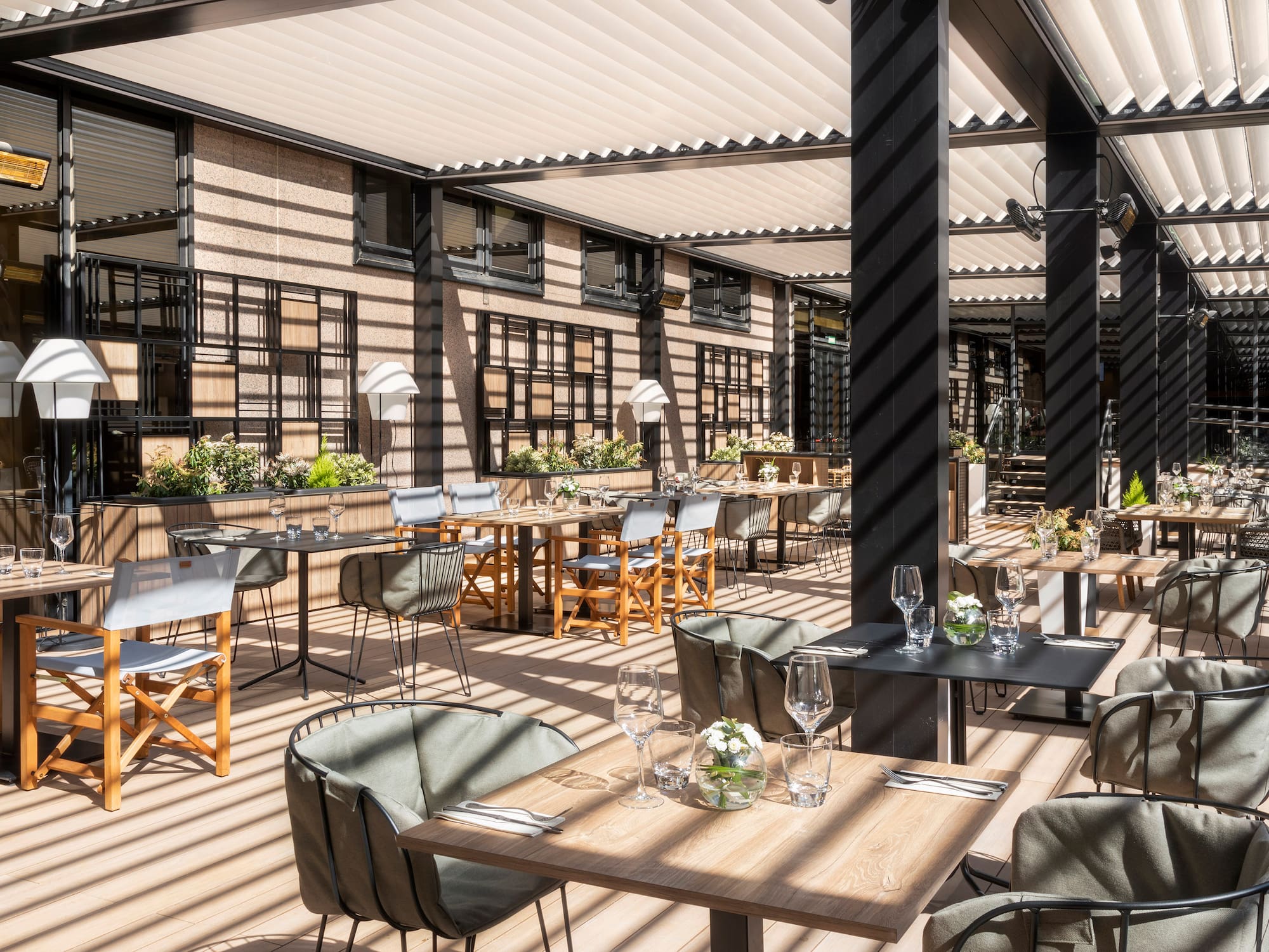 a restaurant with tables and chairs