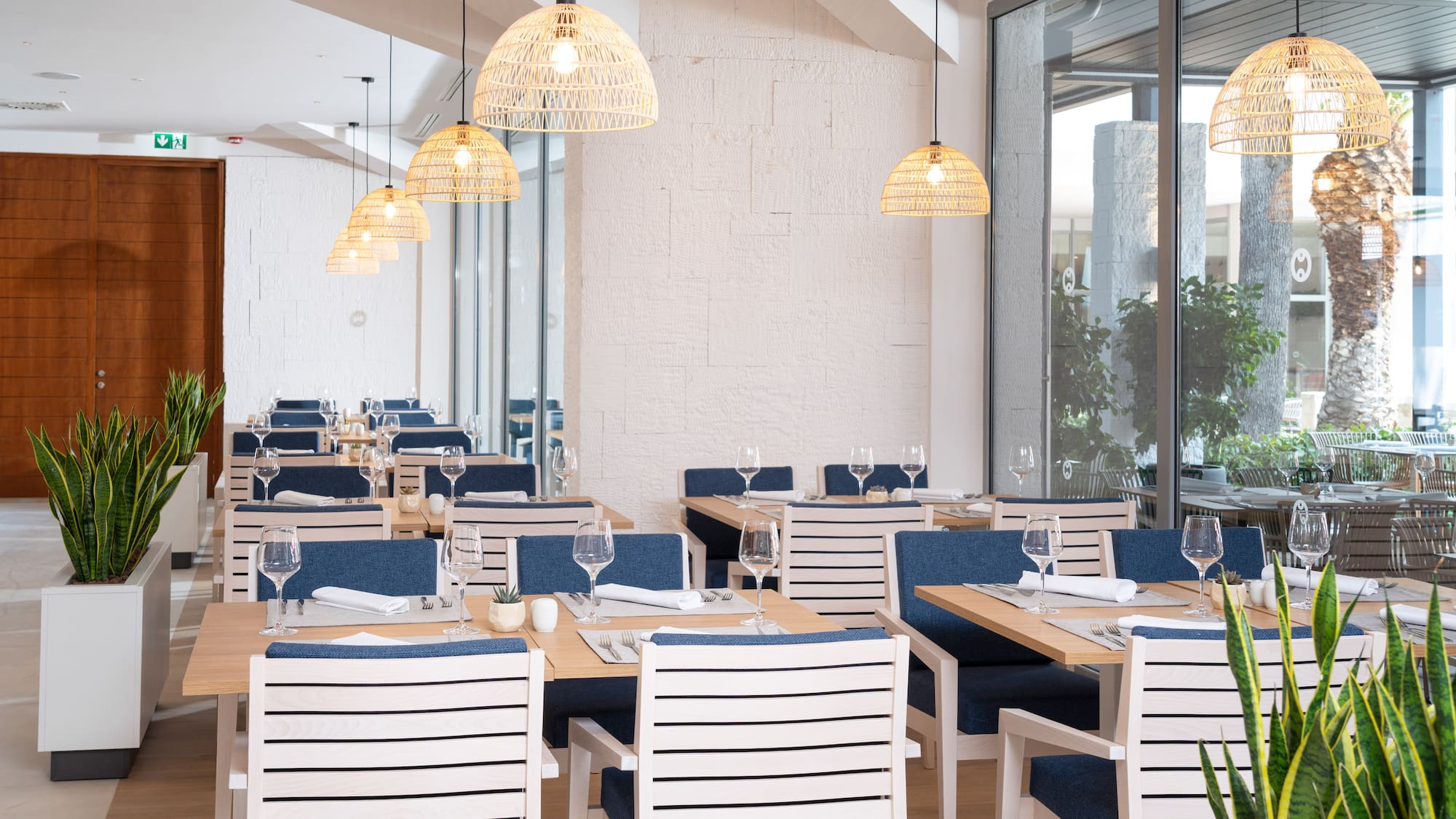 a room with tables and chairs