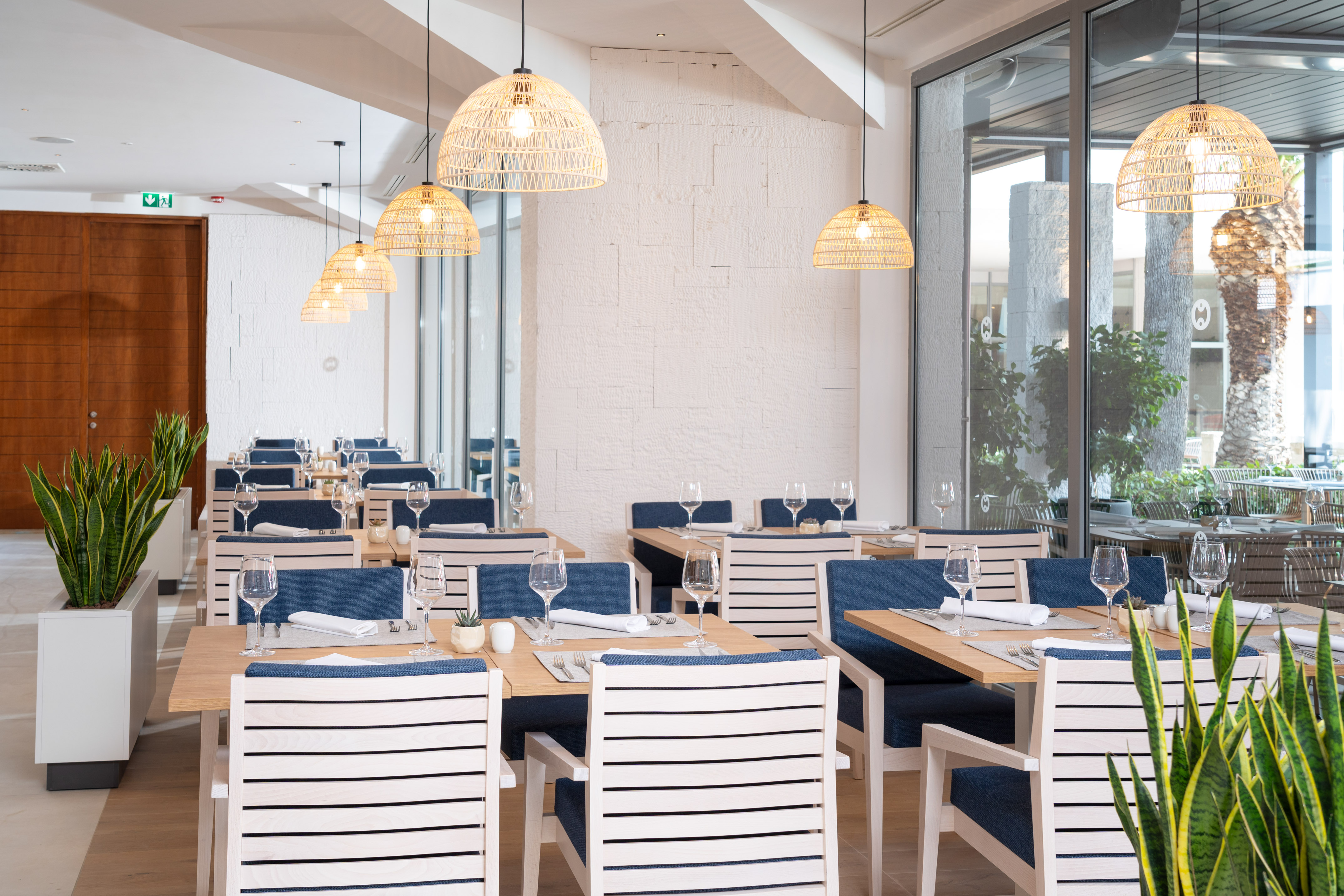 a room with tables and chairs