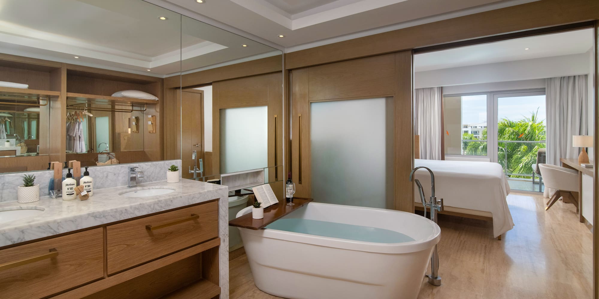 a bathroom with a tub and sink