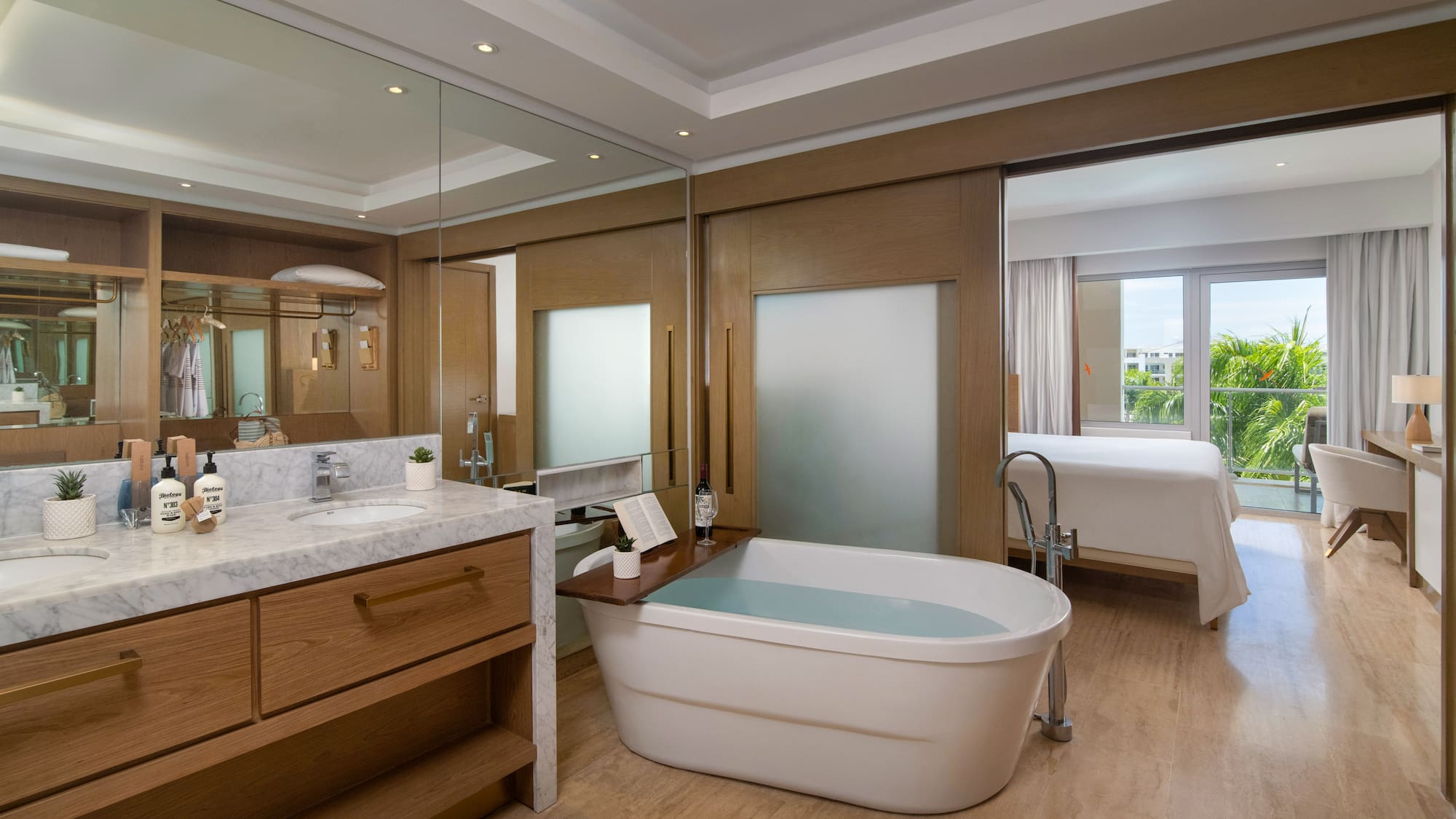 a bathroom with a tub and sink