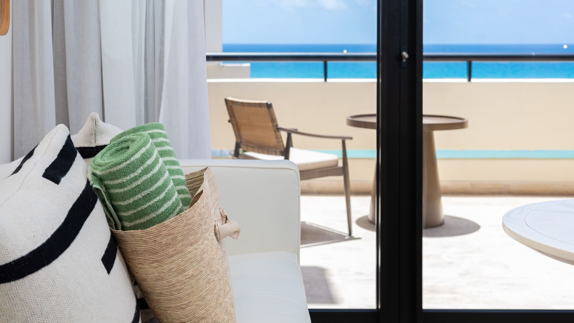 a beach towel on a couch