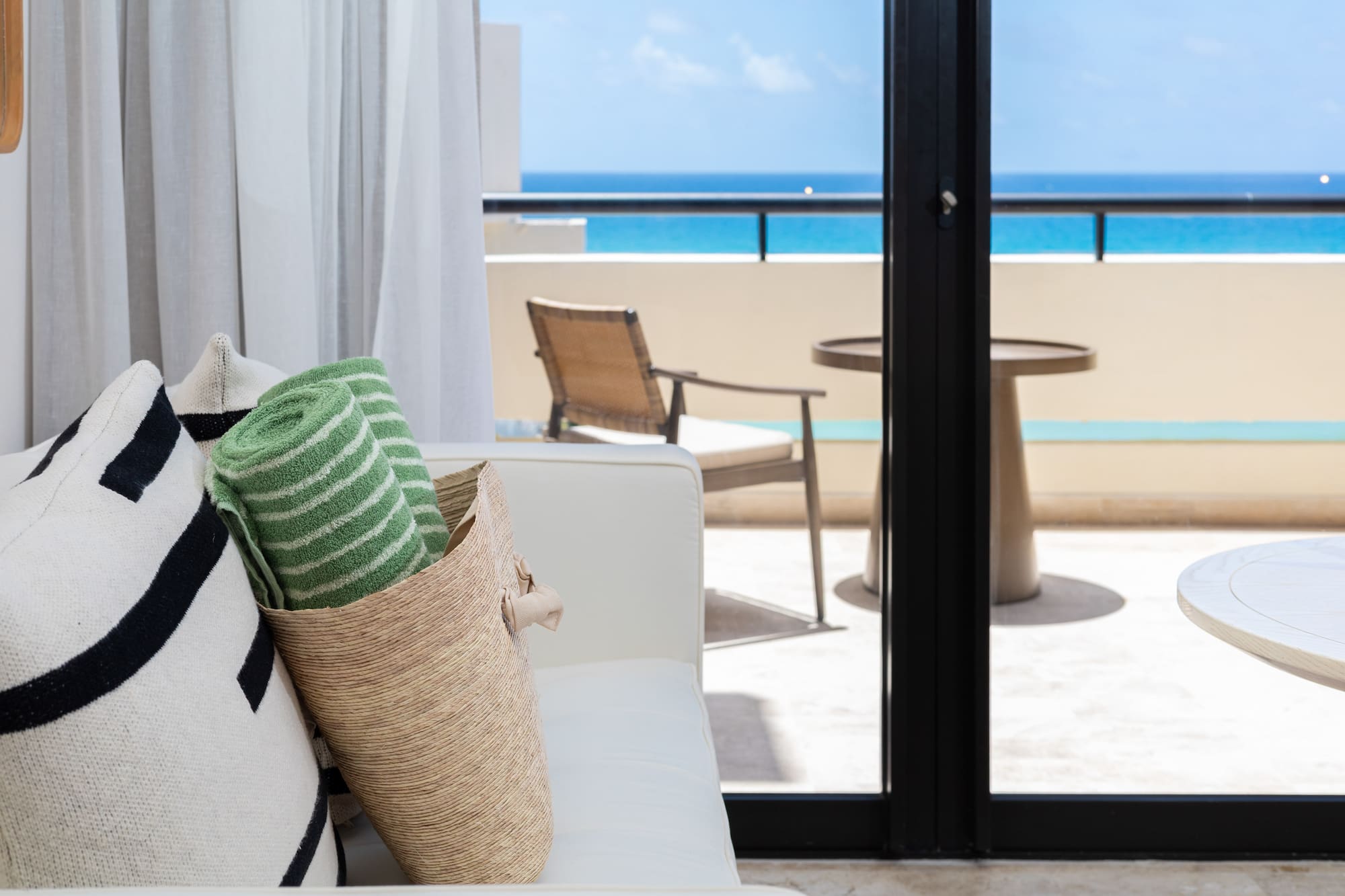 a beach towel on a couch