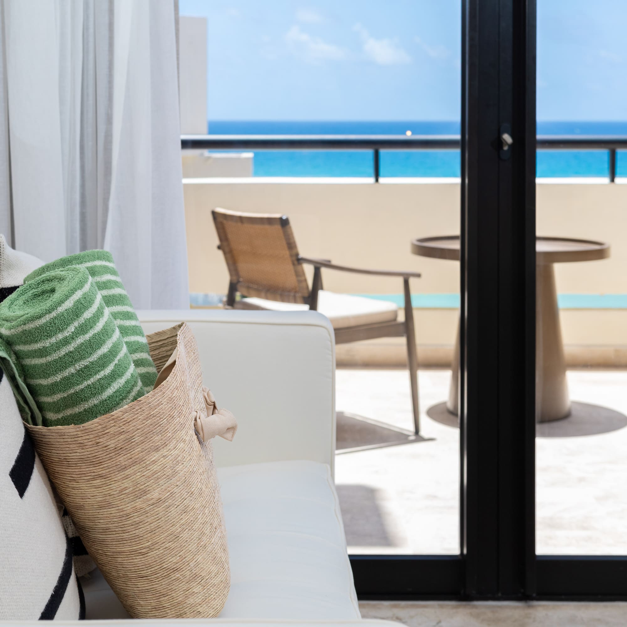 a beach towel on a couch