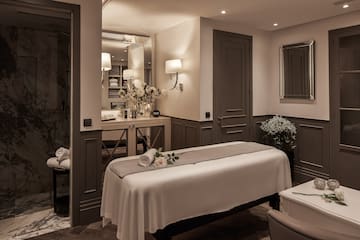 a massage table in a room