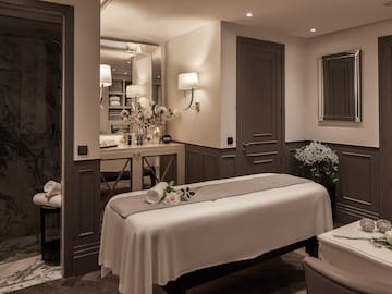 a massage table in a room