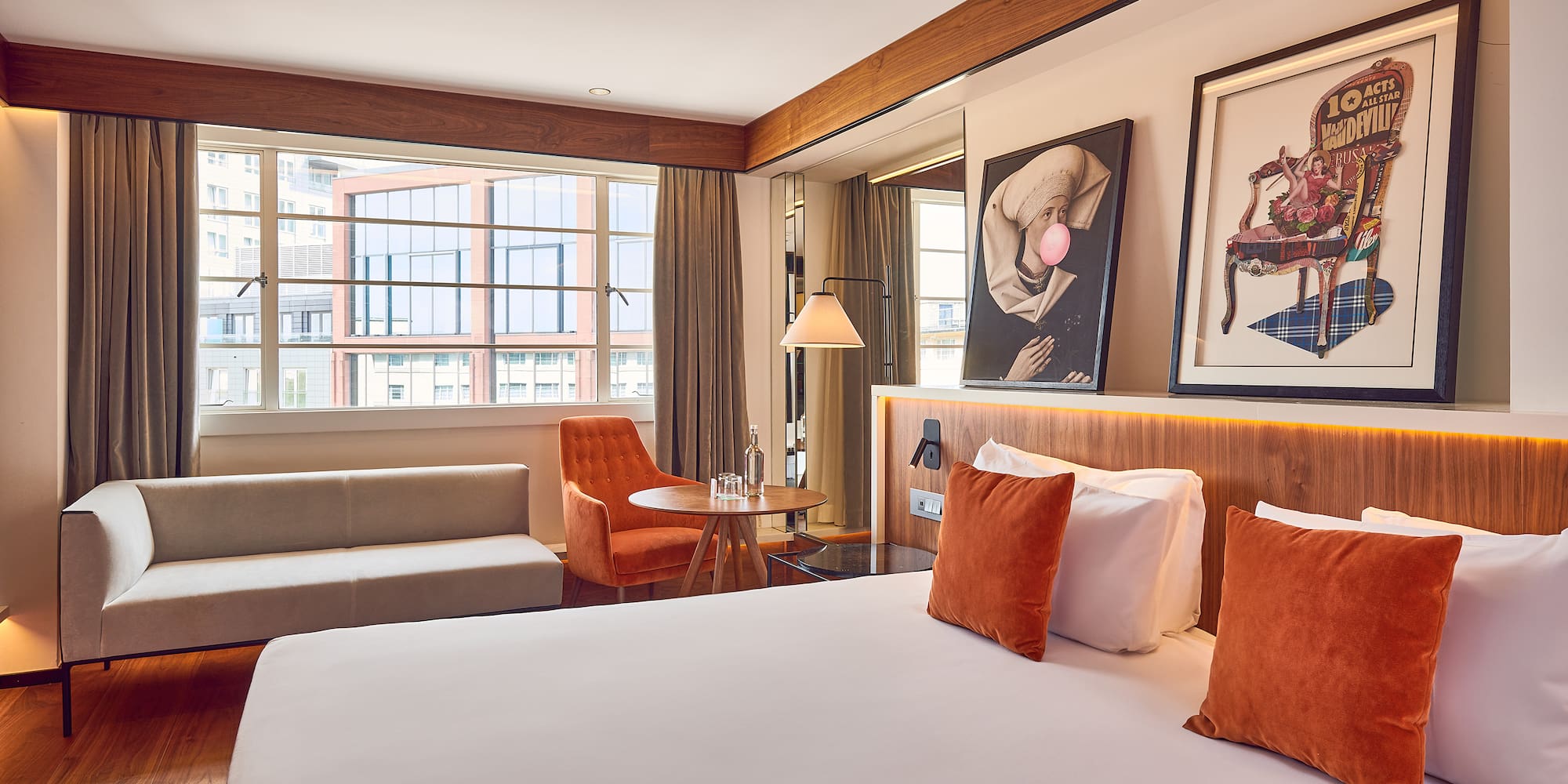 a room with a bed and a couch