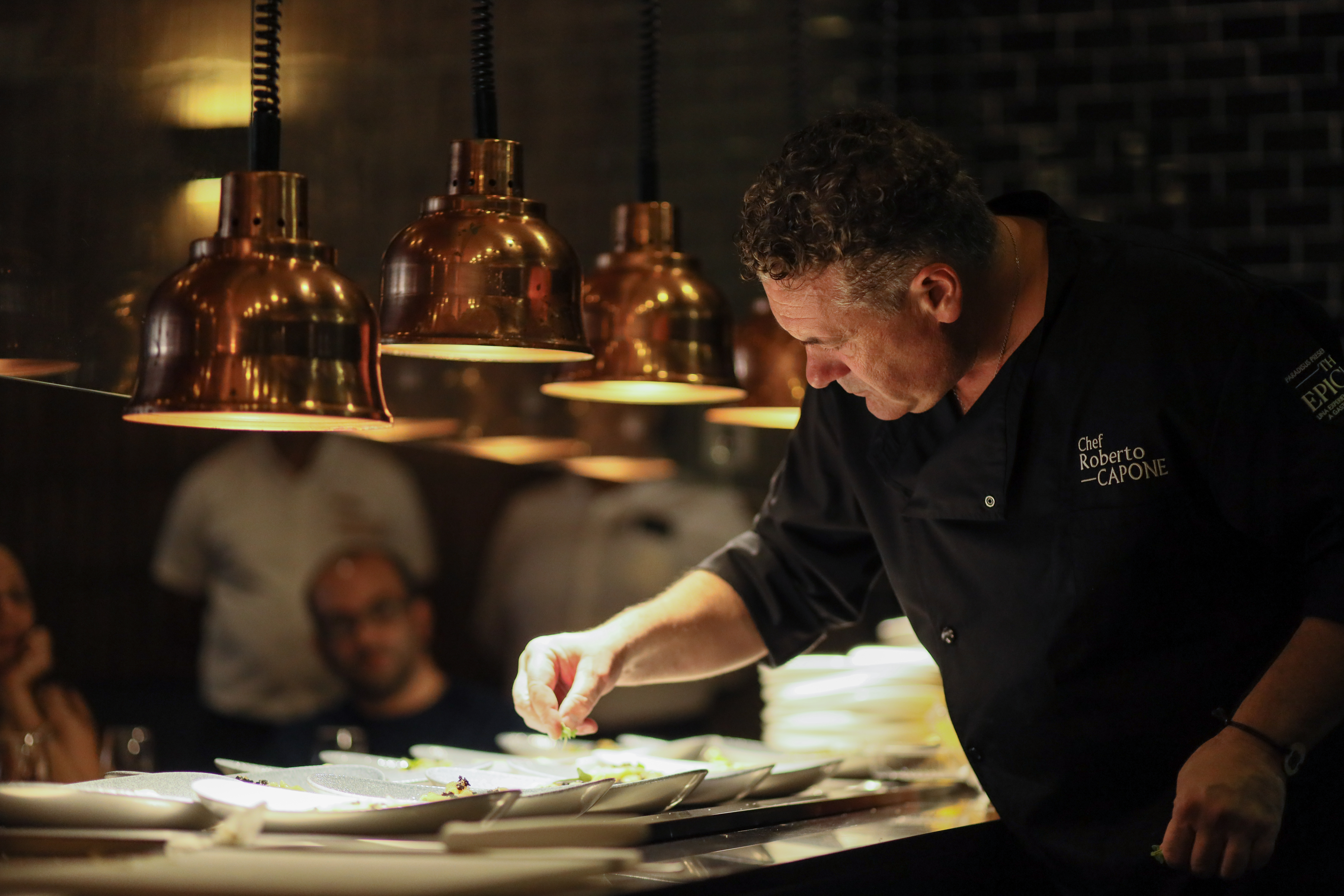 a man in a black shirt