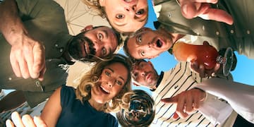 a group of people posing for a photo