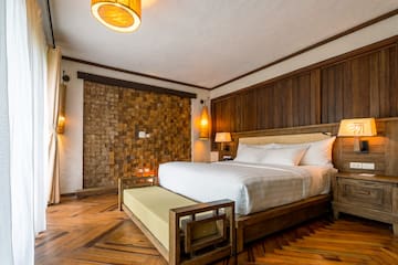 a bed in a room