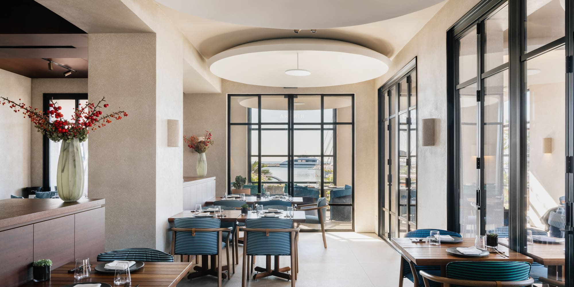 a room with tables and chairs