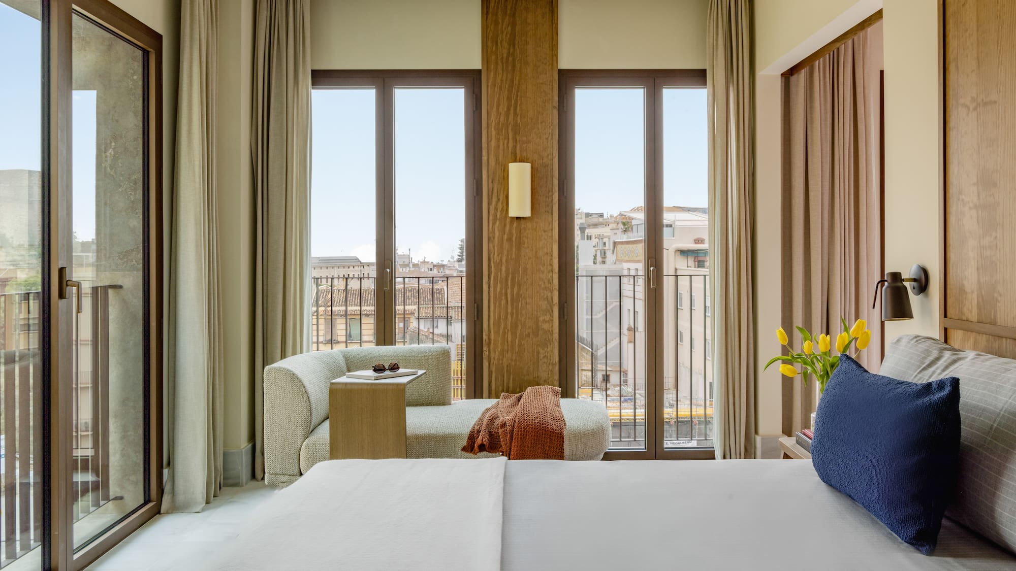 a room with a bed and a couch