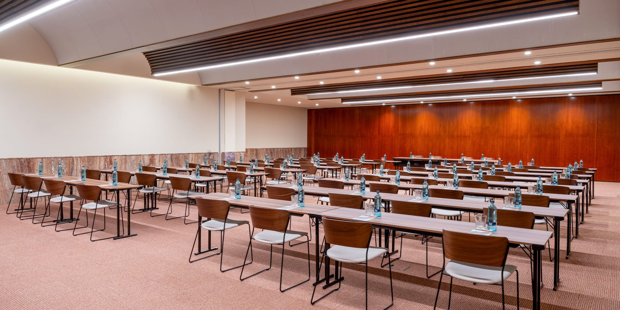 a room with tables and chairs