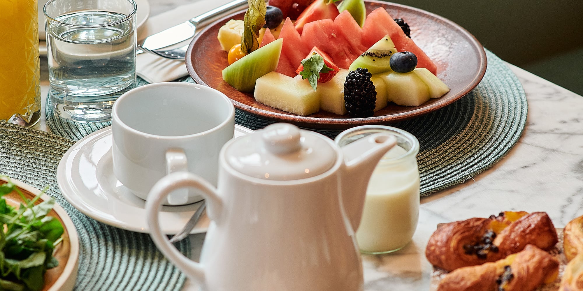 a table with food on it