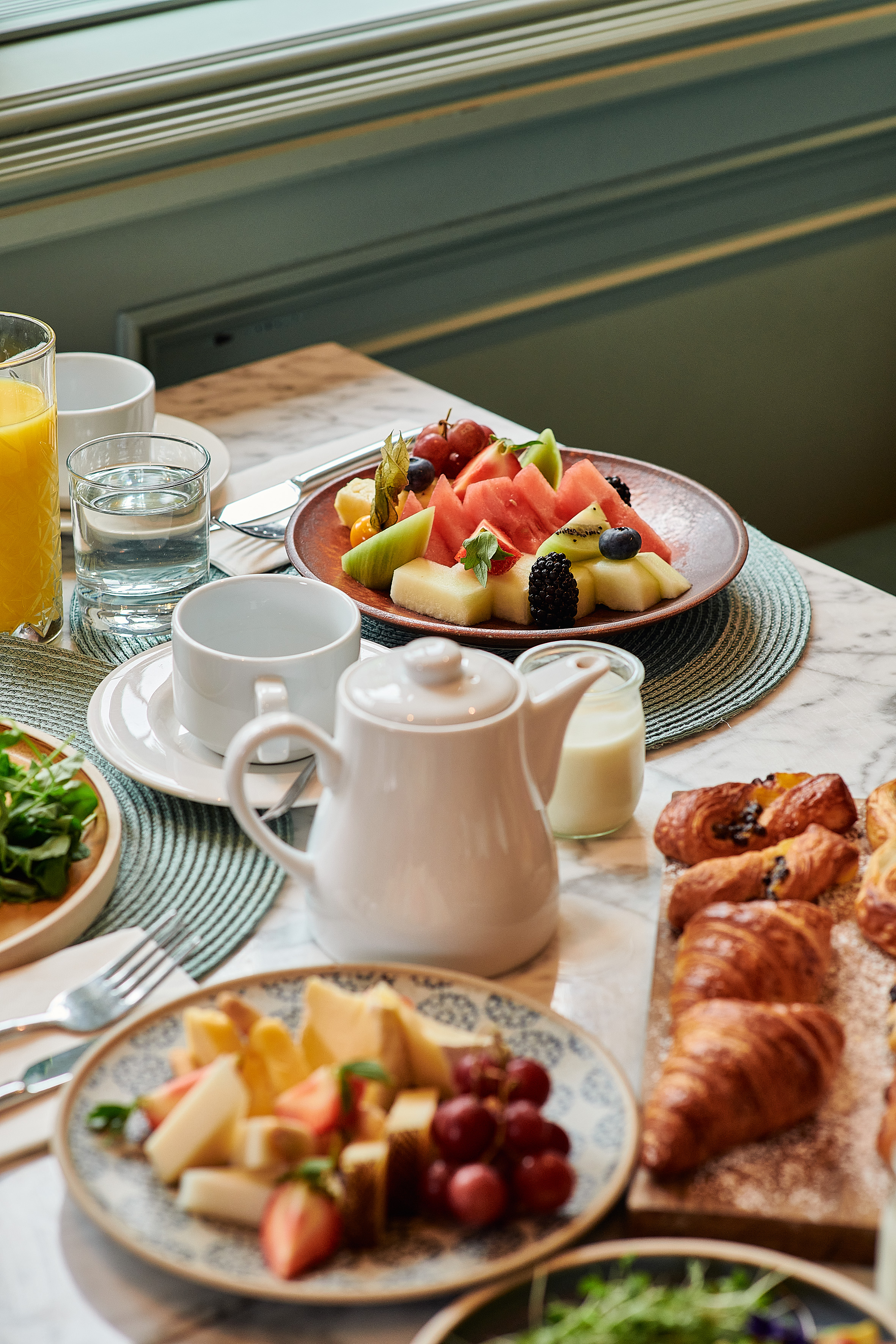 a table with food on it
