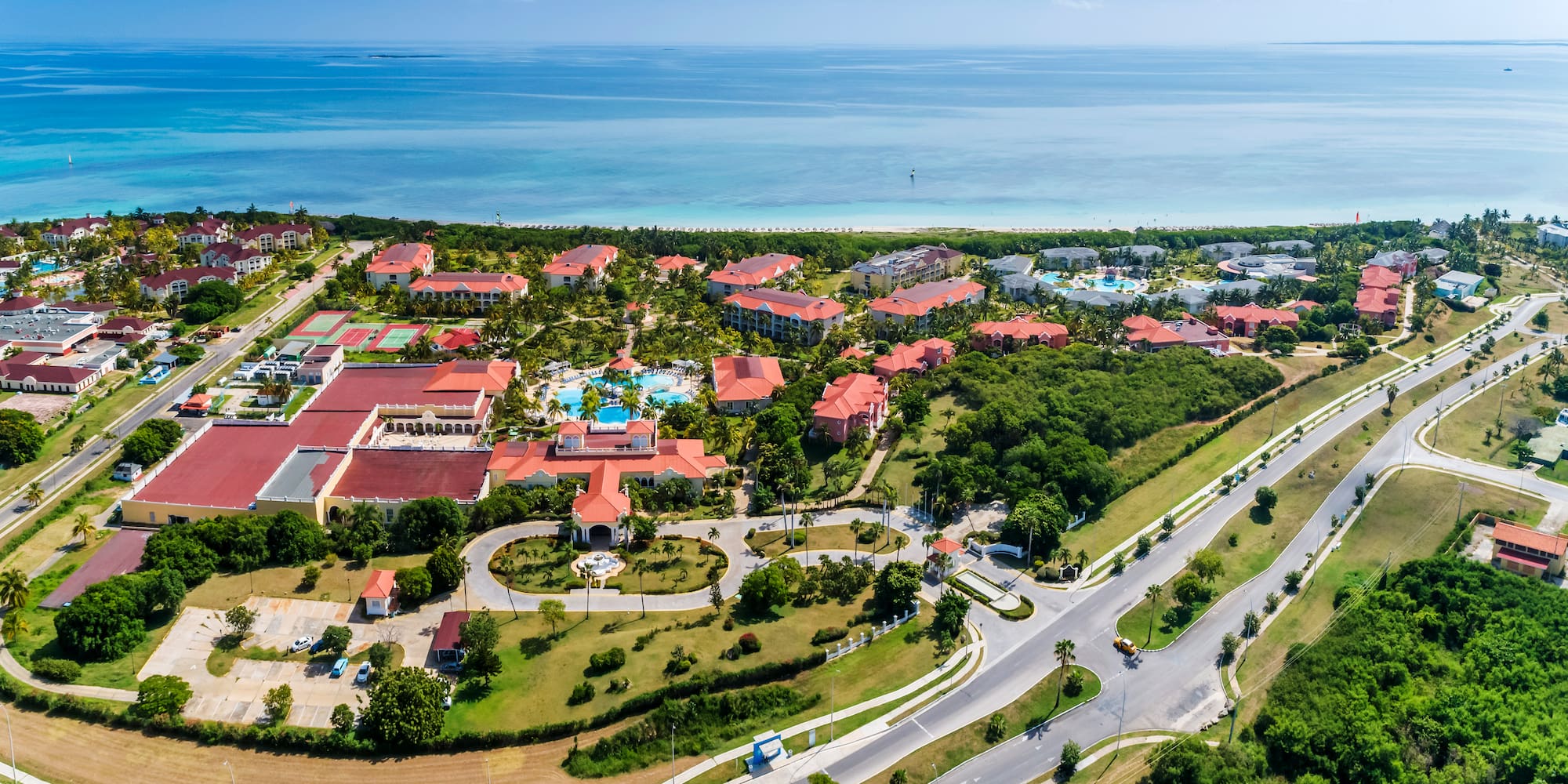 a aerial view of a resort