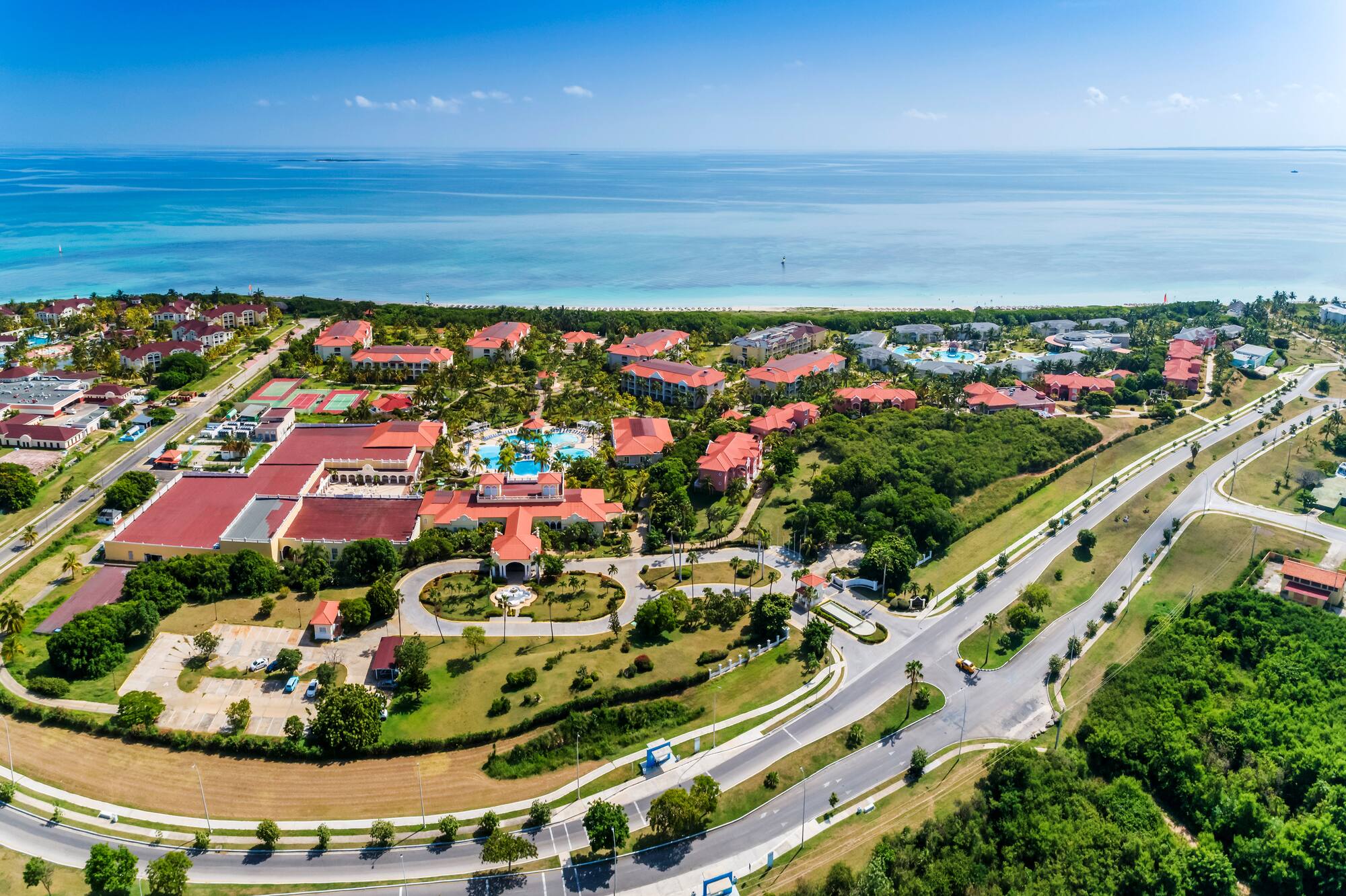 a aerial view of a resort