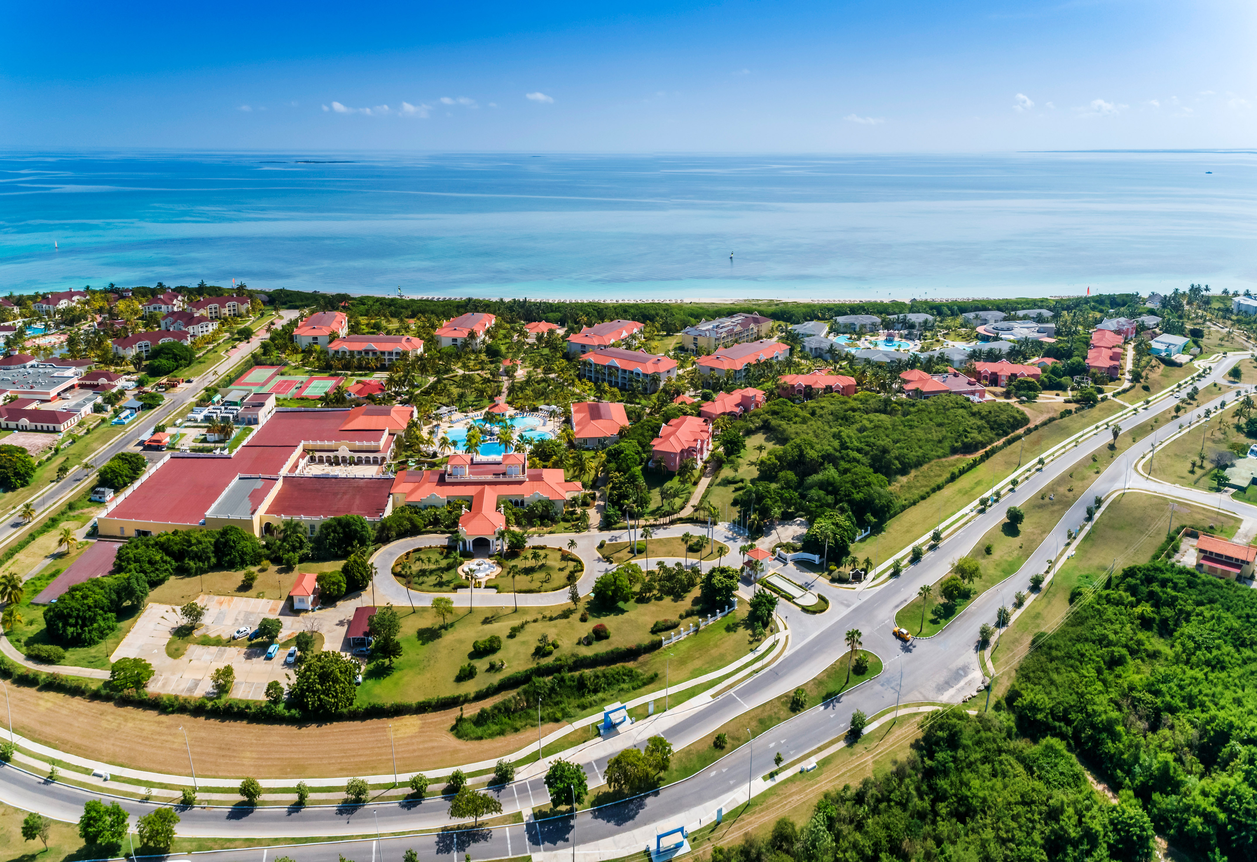 a aerial view of a resort