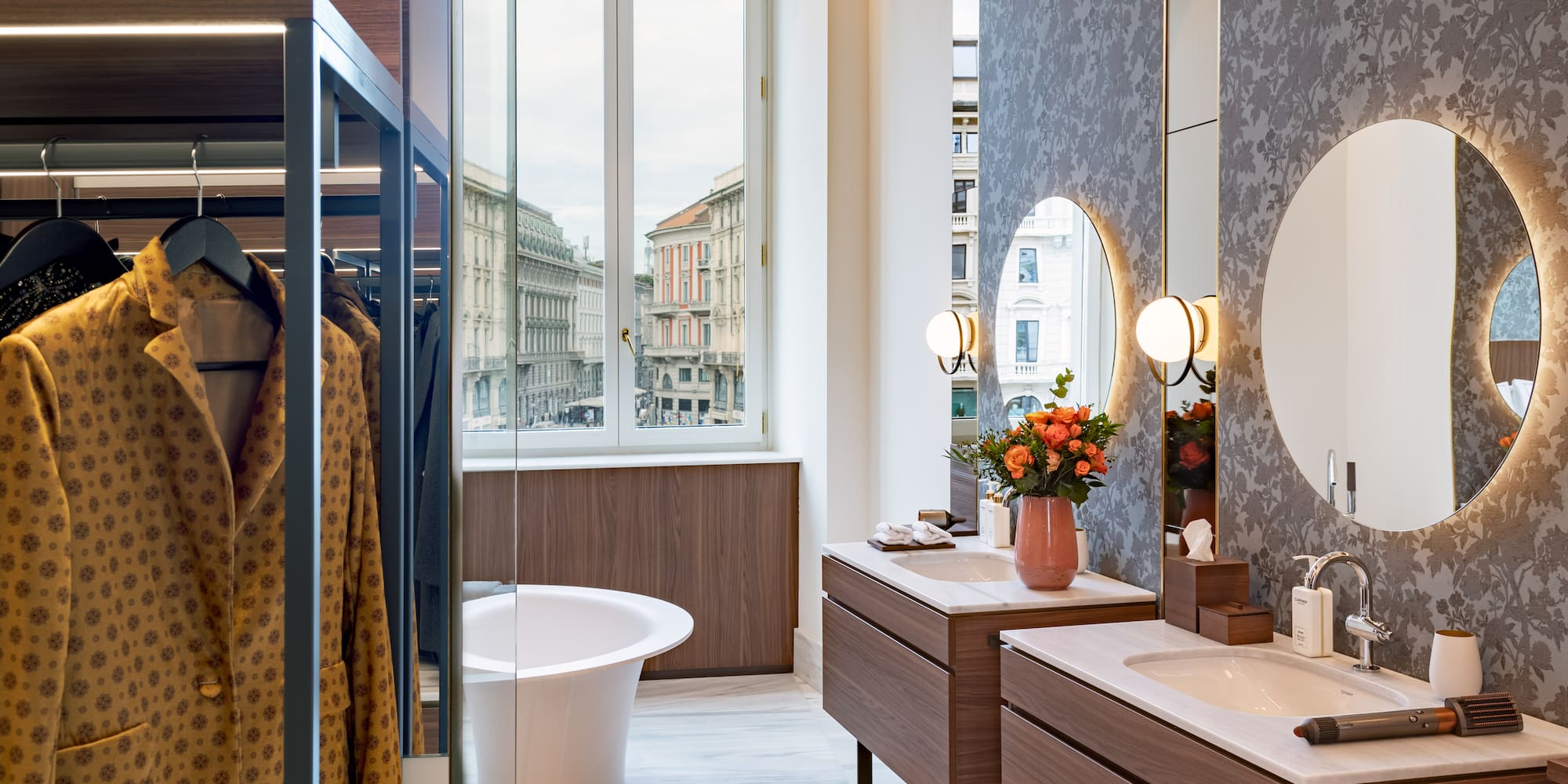 a bathroom with a tub and sink