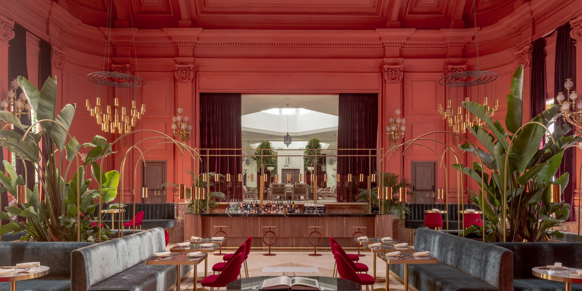 a room with a table and chairs