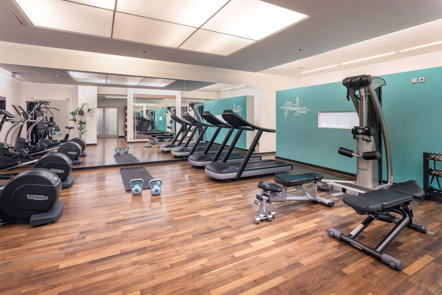 a room with exercise equipment