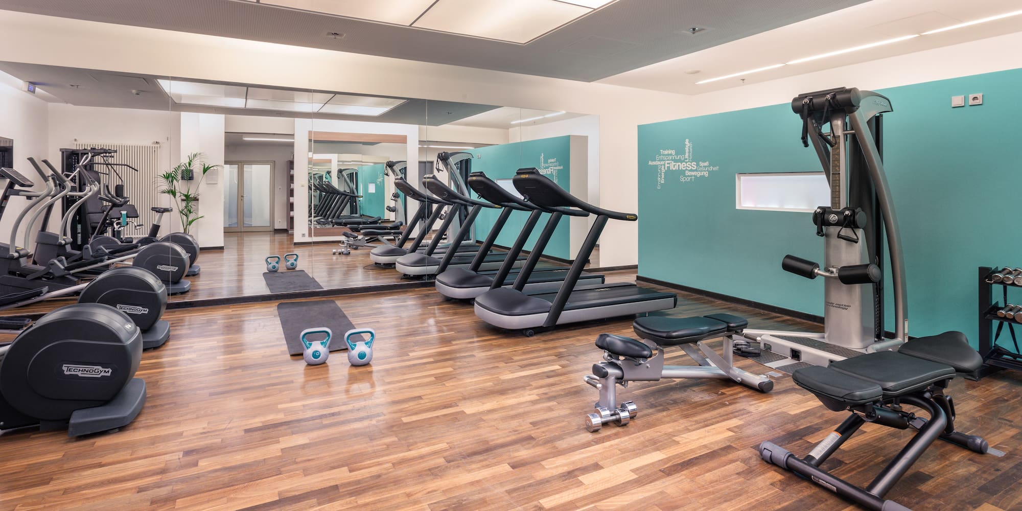 a room with exercise equipment