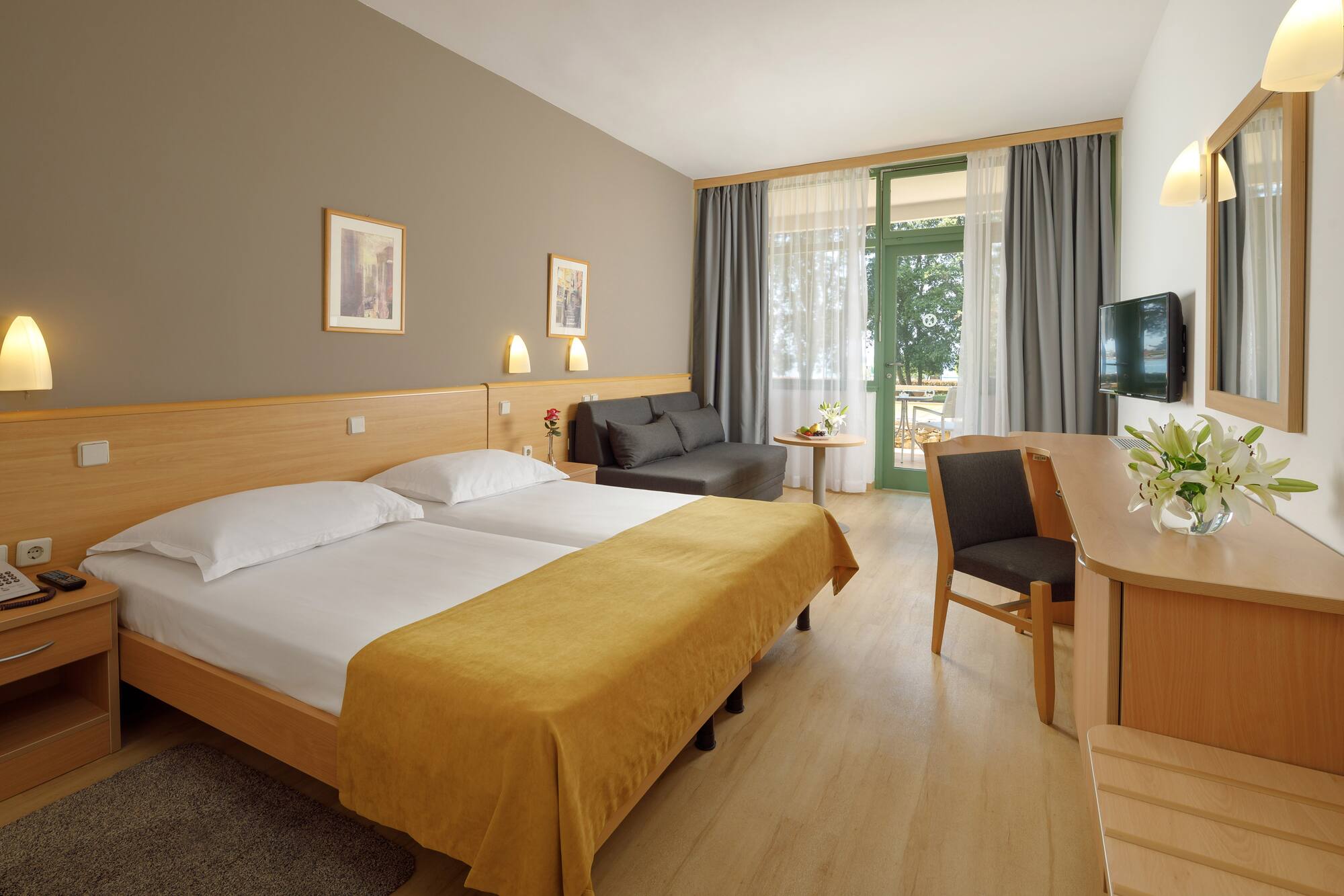 a room with a bed and a couch