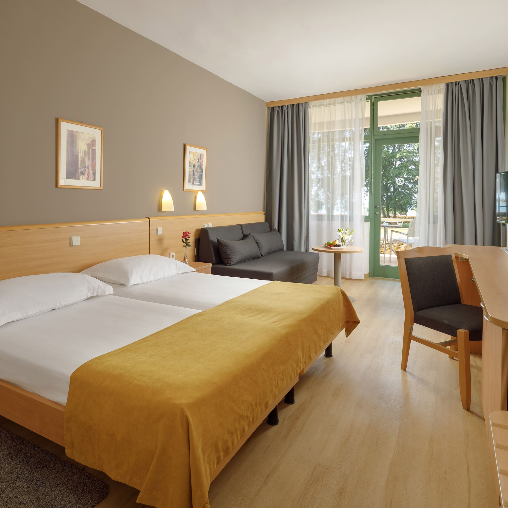 a room with a bed and a couch