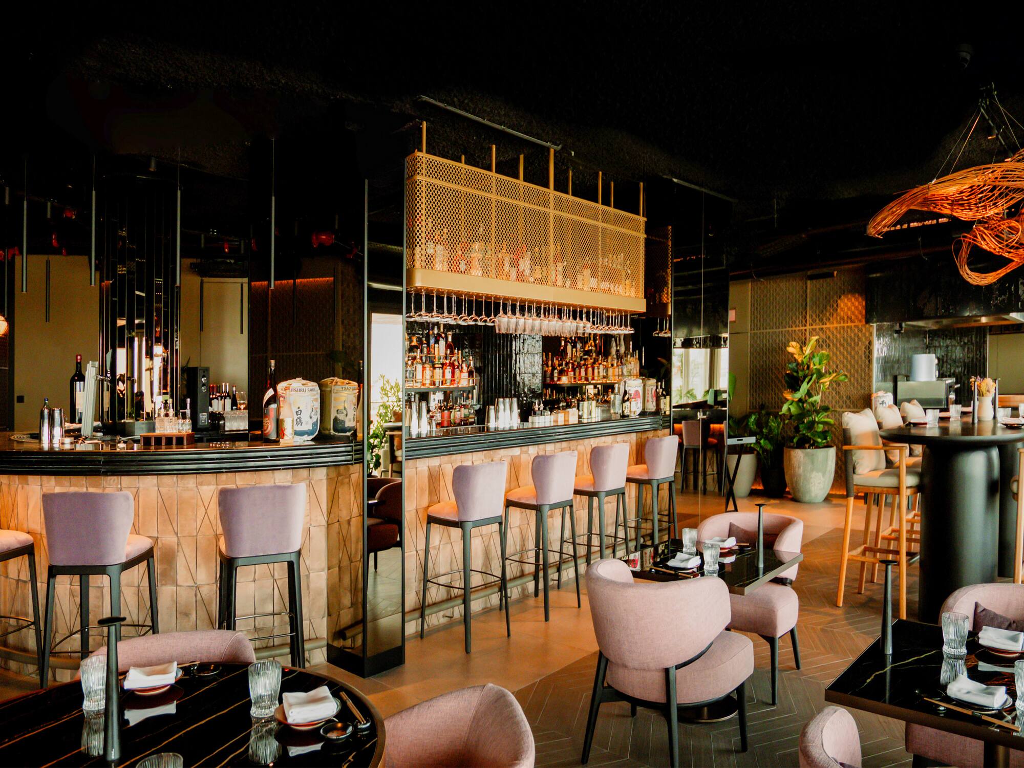 a restaurant with tables and chairs