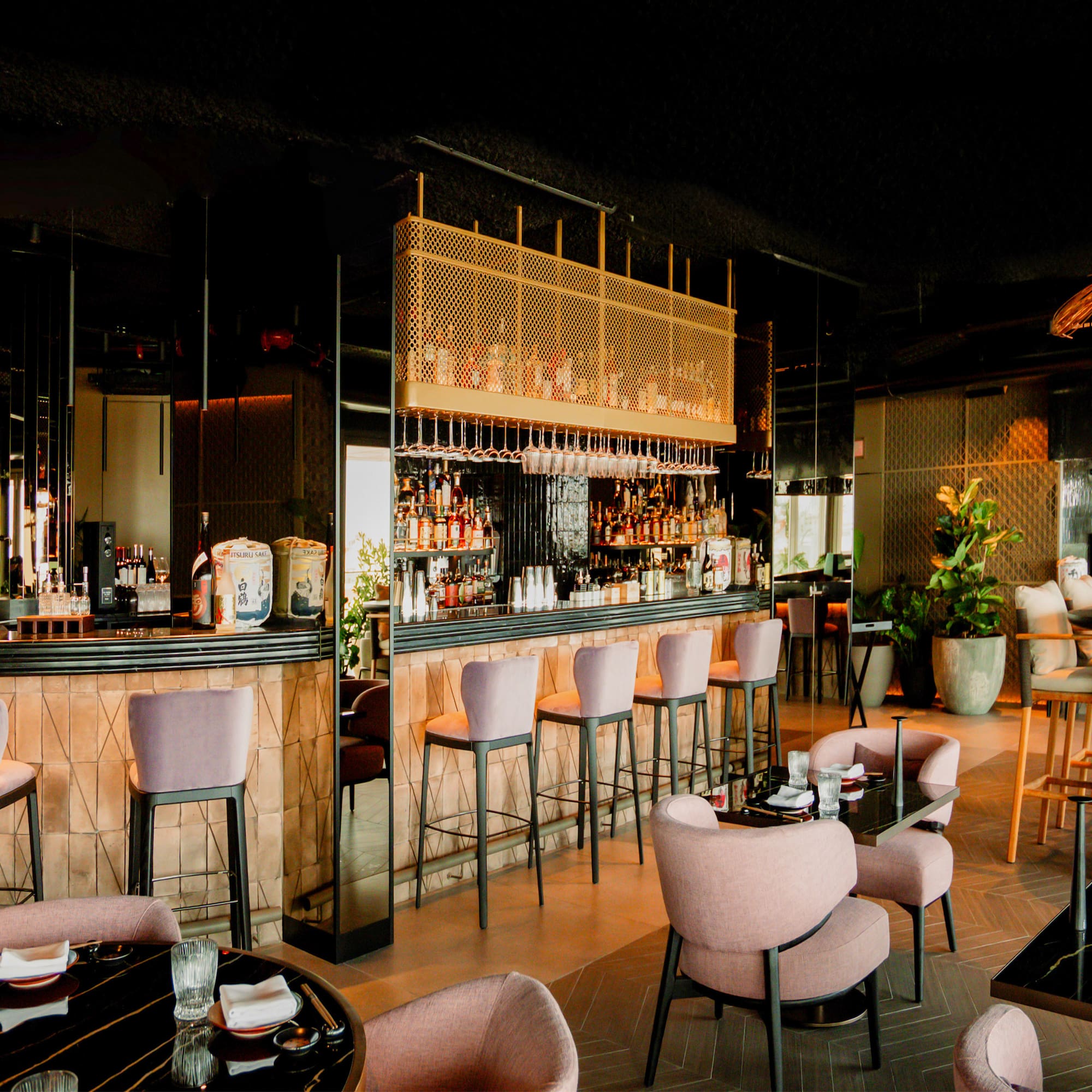 a restaurant with tables and chairs