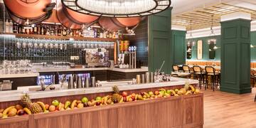 a bar with fruit in it