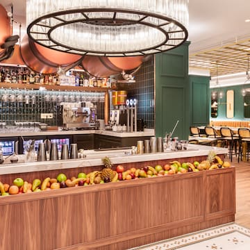 a bar with fruit in it