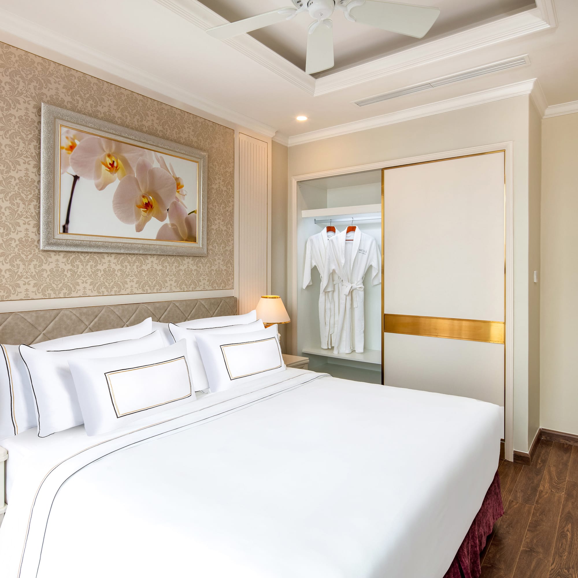 a room with a bed and a closet