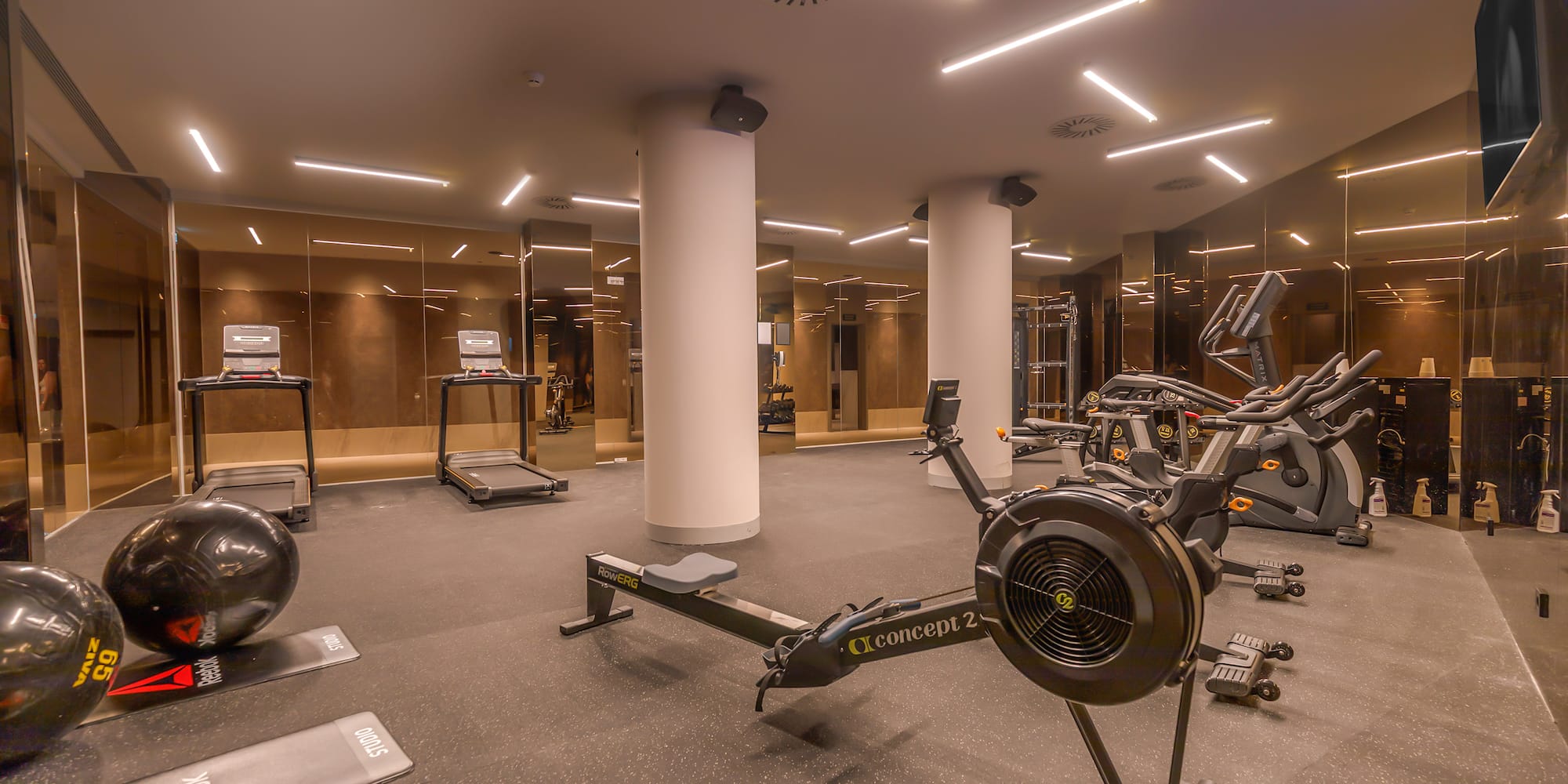 a gym with exercise equipment