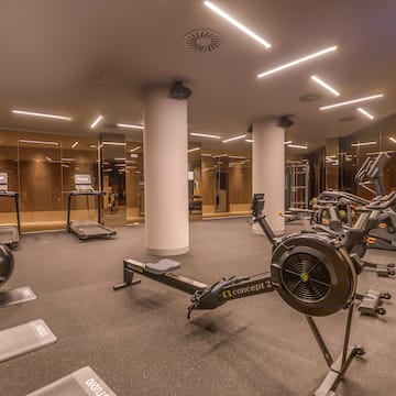 a gym with exercise equipment