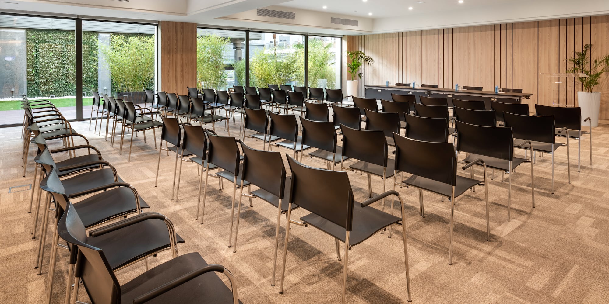 a room with many chairs