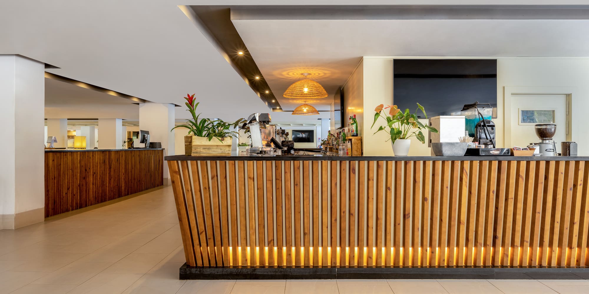 a counter in a hotel