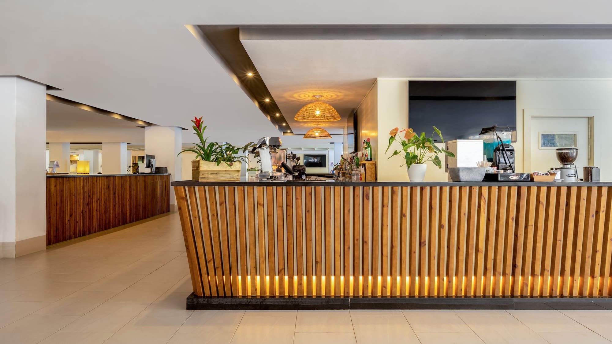 a counter in a hotel