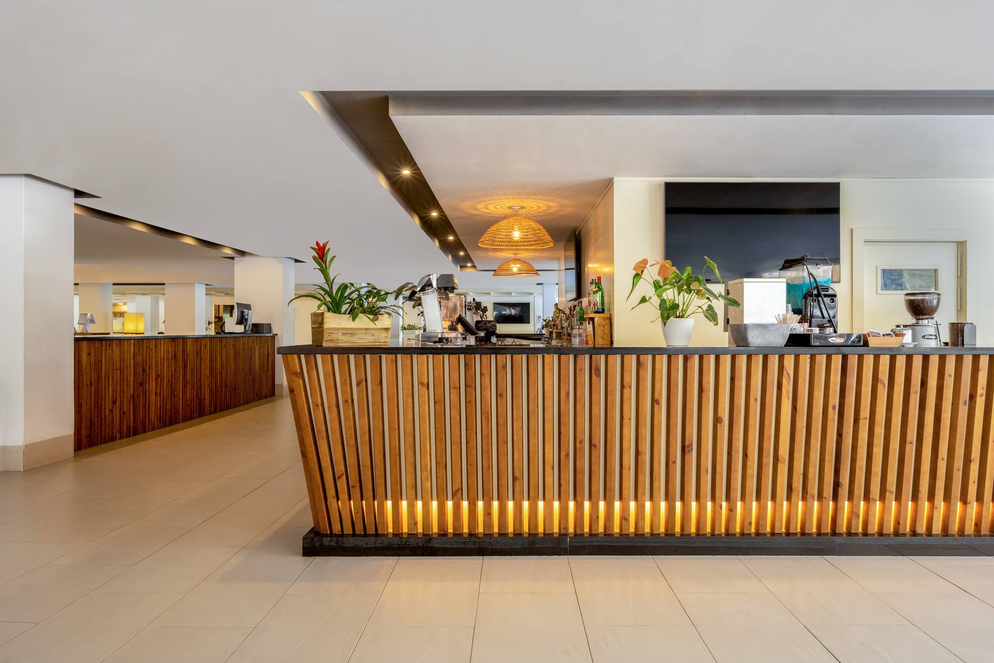 a counter in a hotel