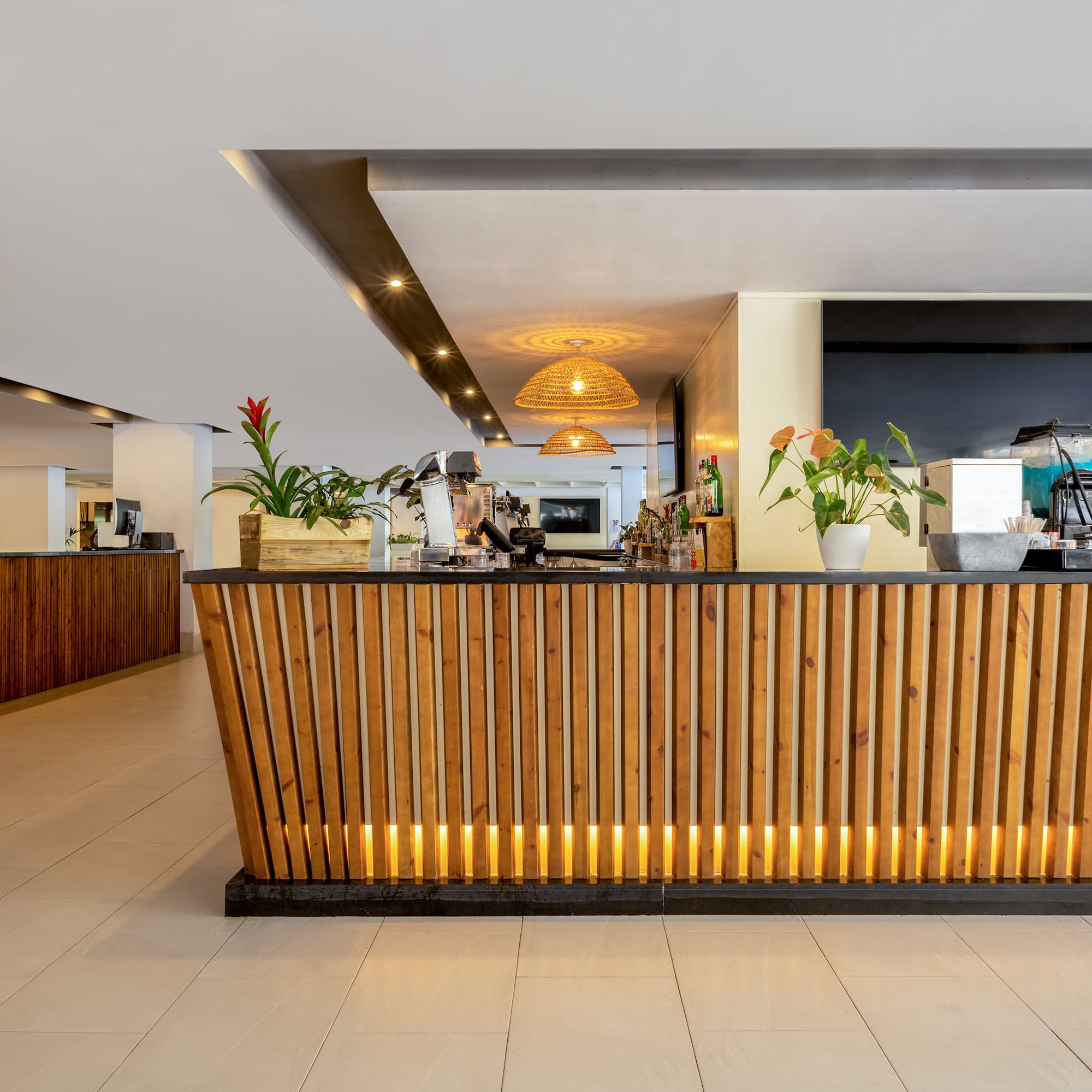 a counter in a hotel