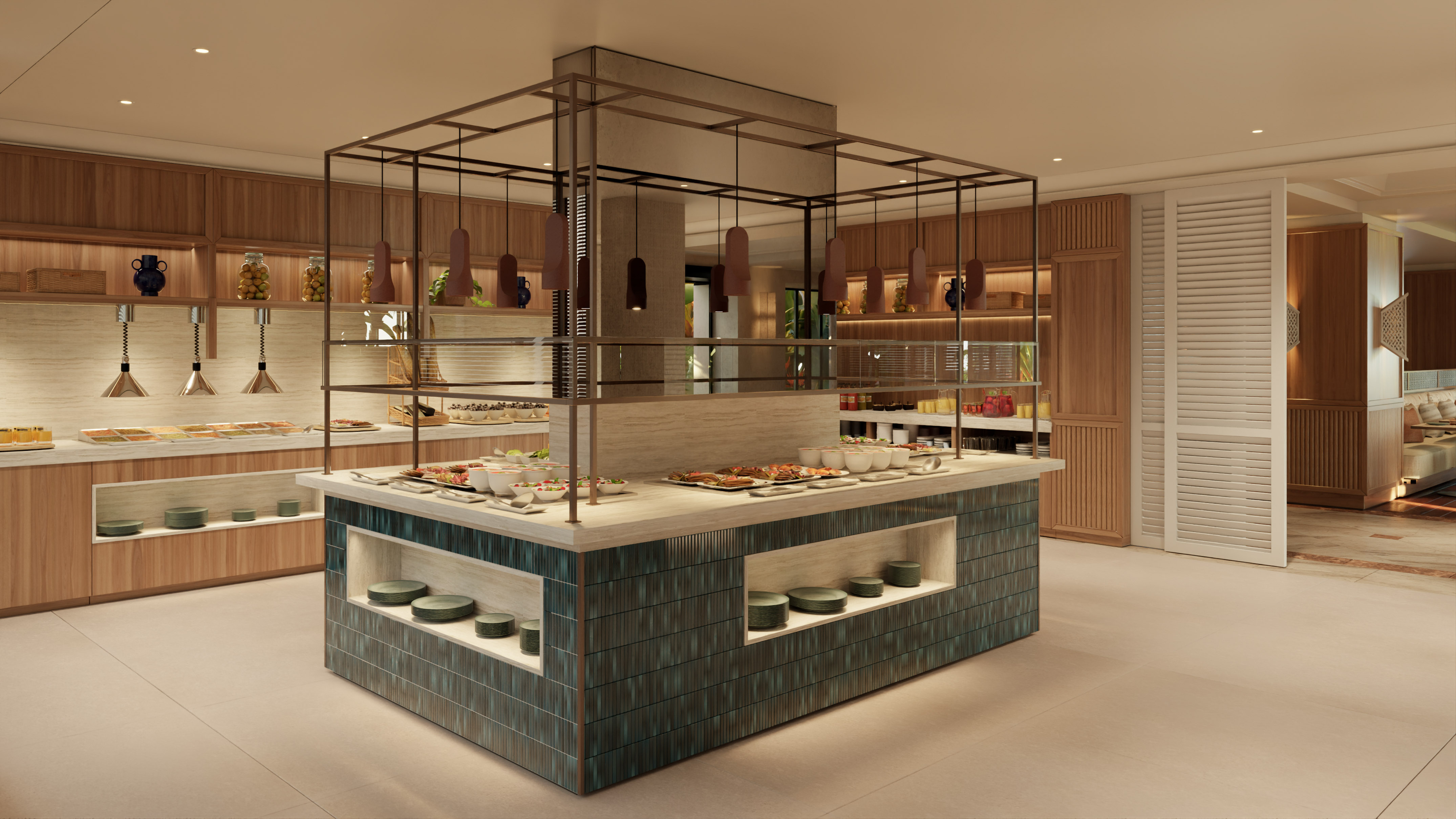 a food buffet in a restaurant