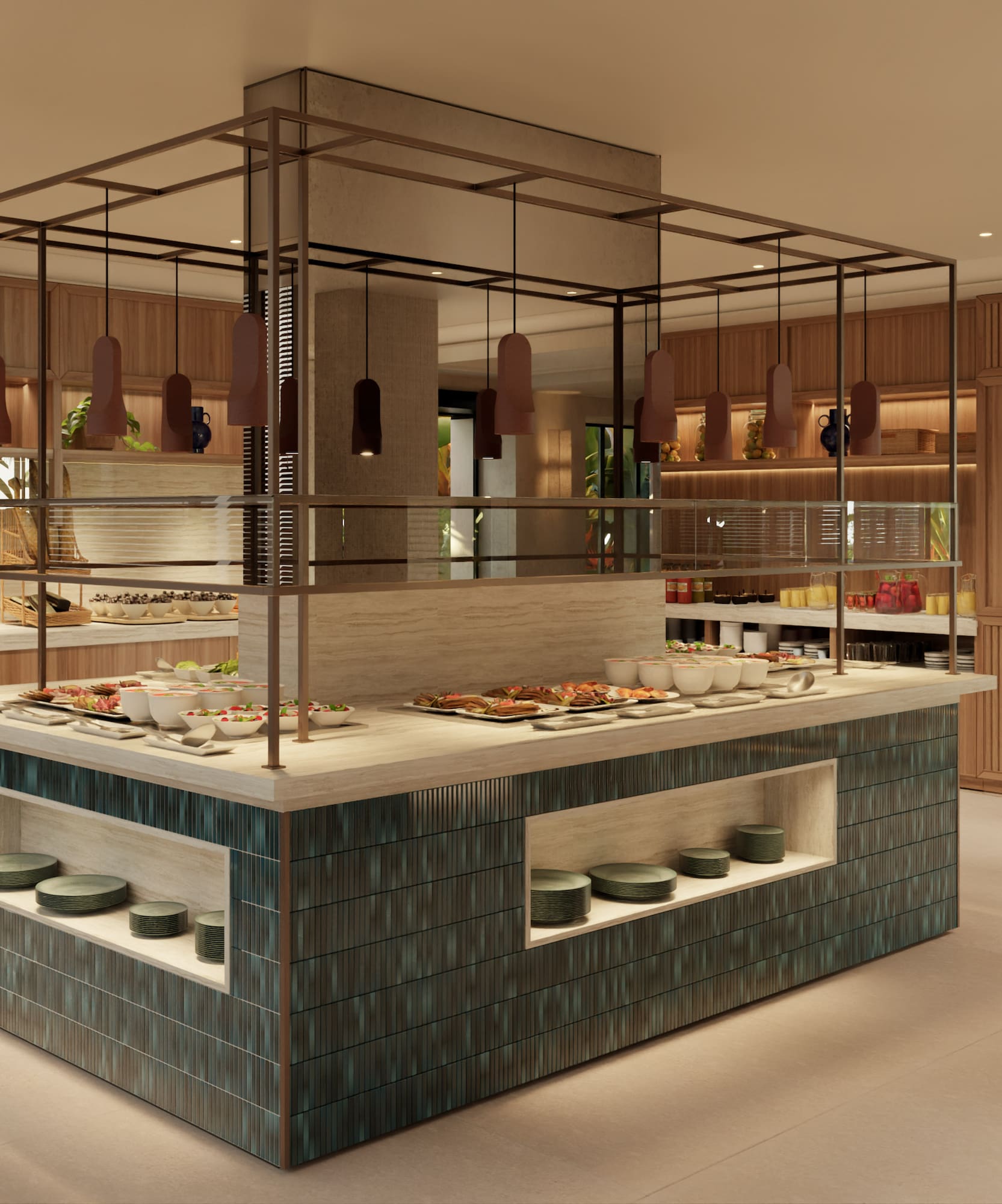 a food buffet in a restaurant