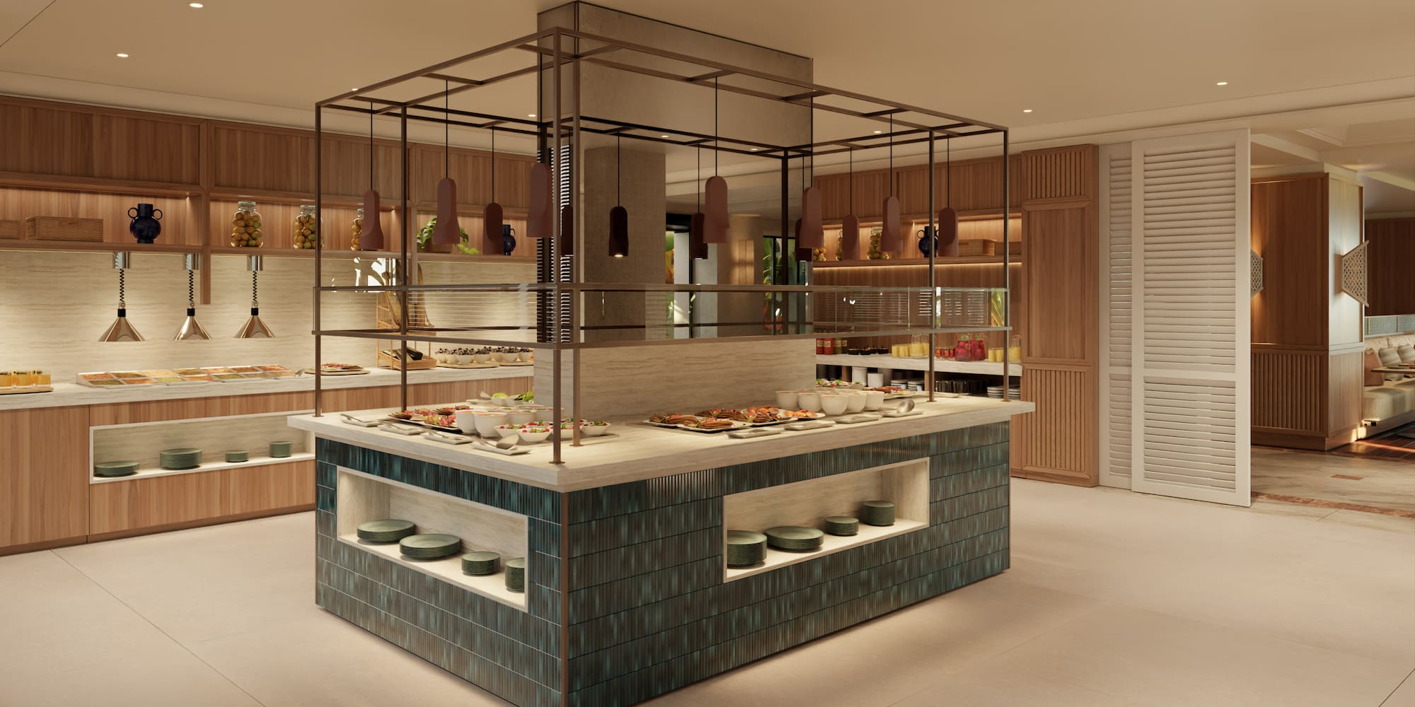 a food buffet in a restaurant