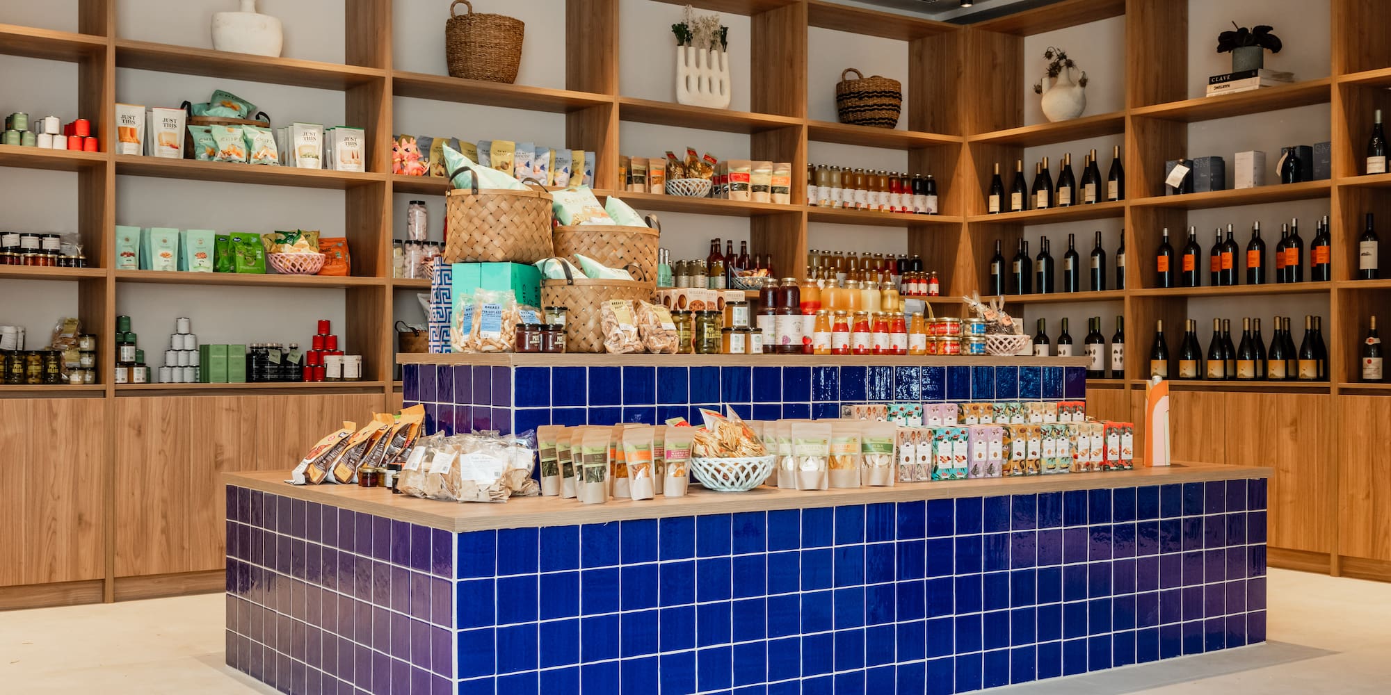 a store with shelves full of food and drinks