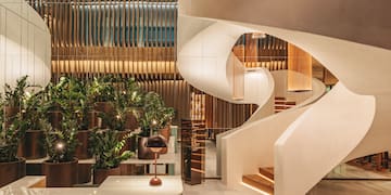 a spiral staircase in a building