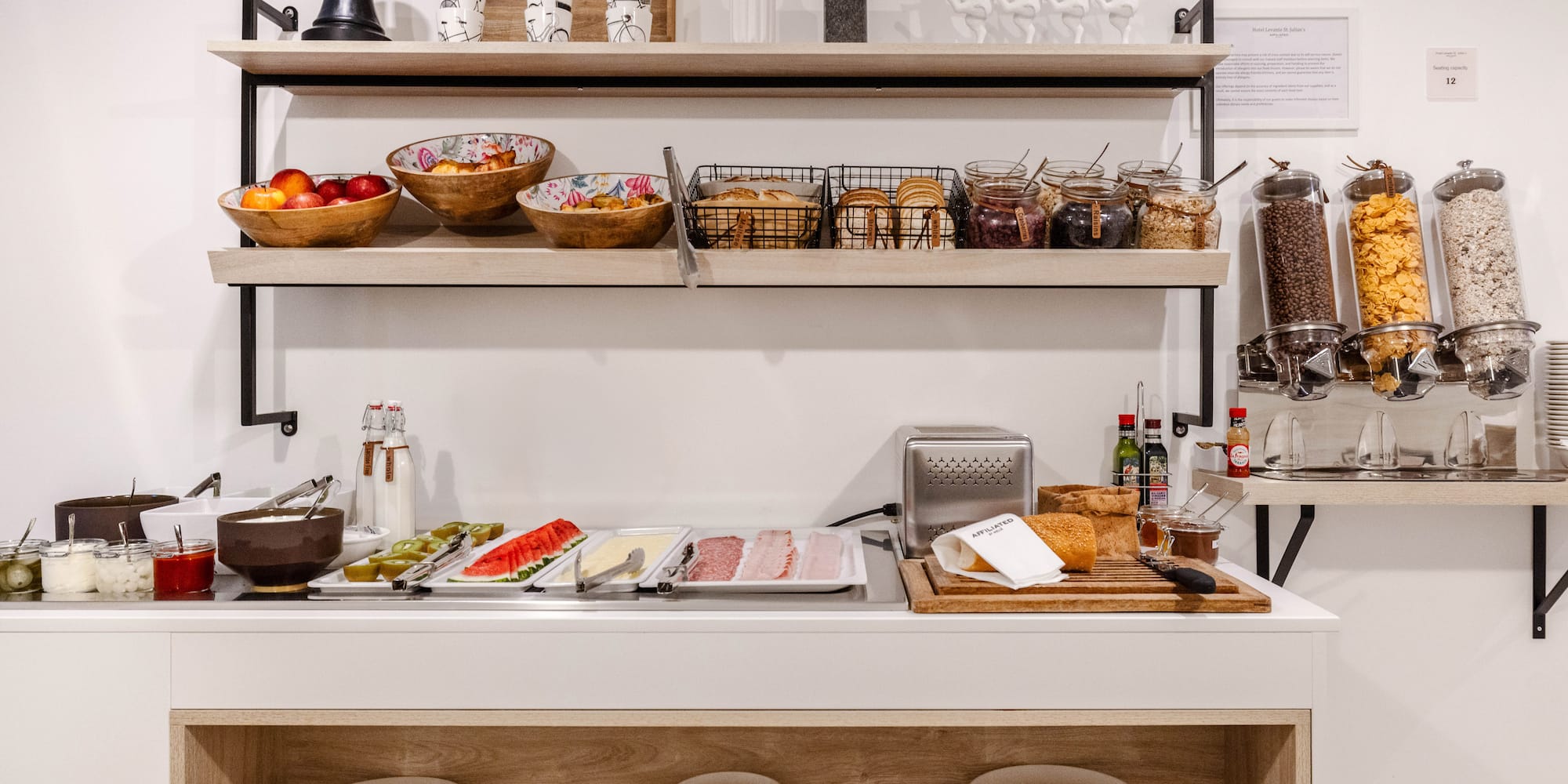 a counter with food on it