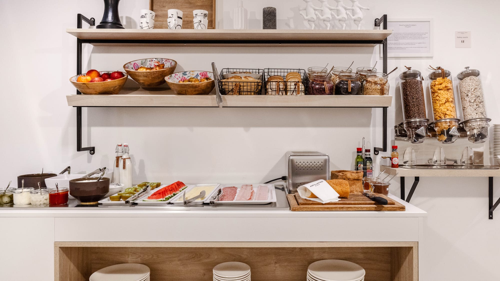 a counter with food on it